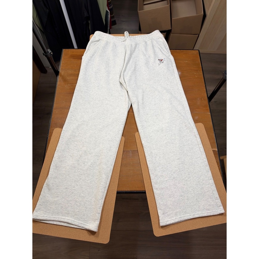 Hollister Sweatpants Women Medium Grey Excellent Peanuts Snoopy Wide Leg Fleece